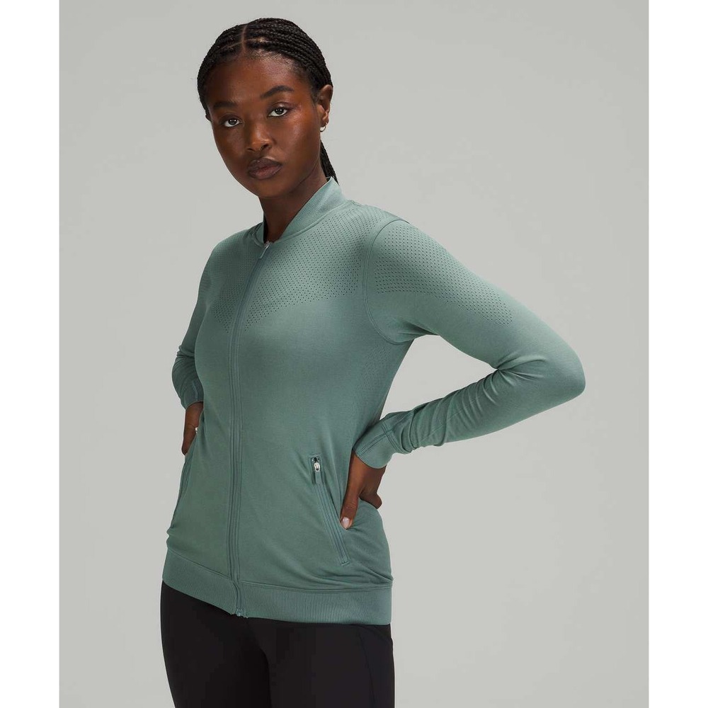Lululemon Seamless Training Jacket Tidewater Teal W4ASRS Green Size 6‎